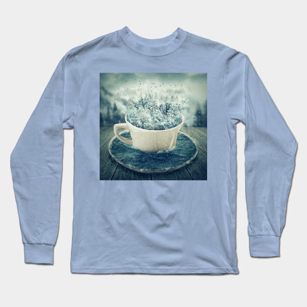 winter holiday cup Long Sleeve T-Shirt by psychoshadow